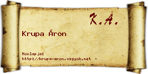 Krupa Áron névjegykártya